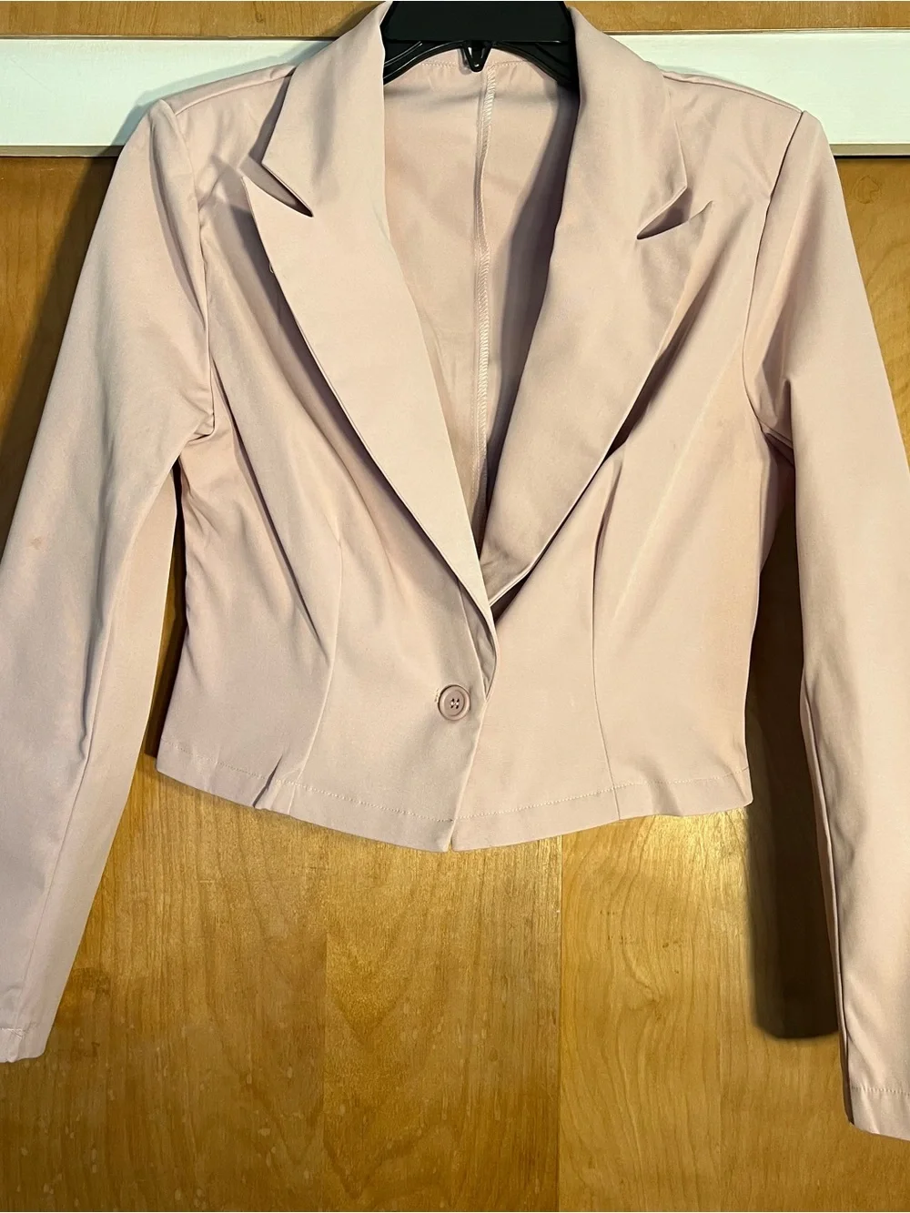 SHEIN Soft Pink Women's Cropped Blazer & Straight Pants Set